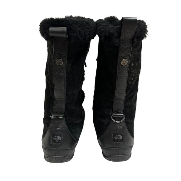 The North Face Primaloft Womens Fur Leather Mid Lace Up Snow Boots Black SZ 8.5 - Picture 6 of 6